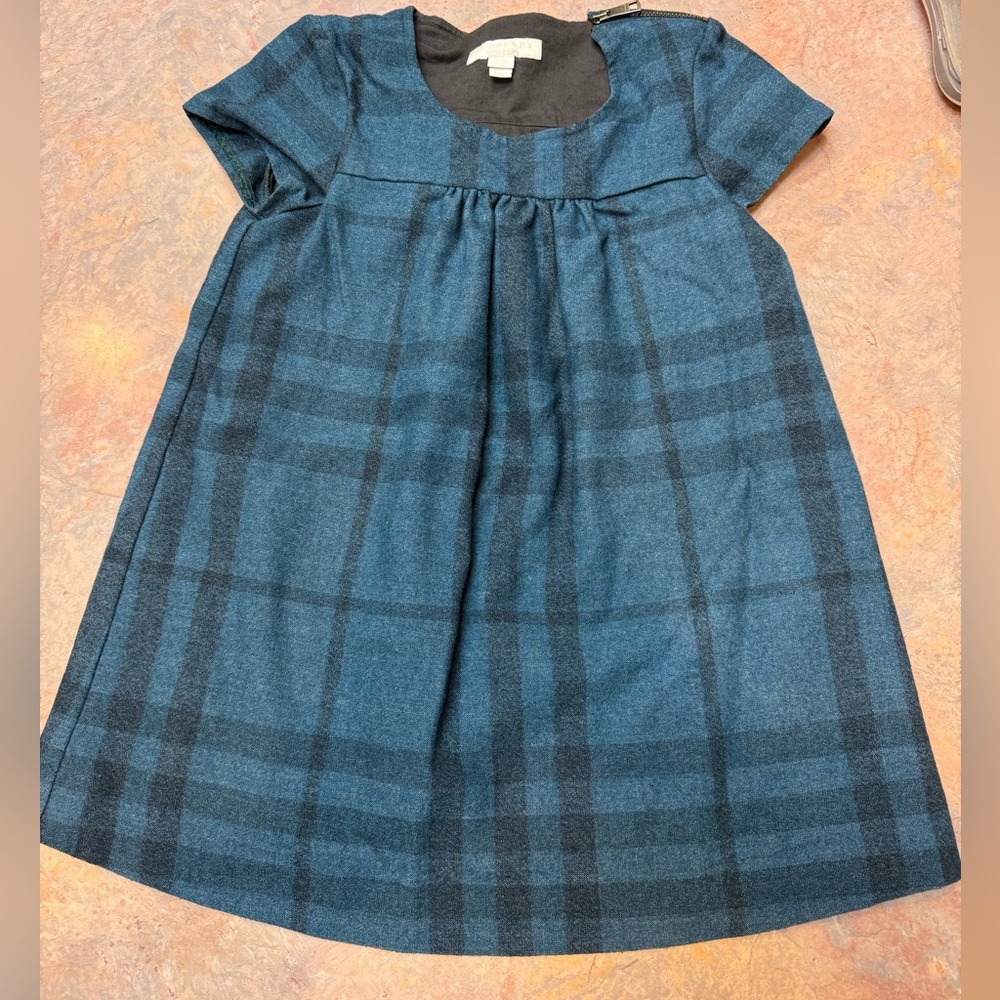 Burberry Kids Dress in Blue and Black Plaid